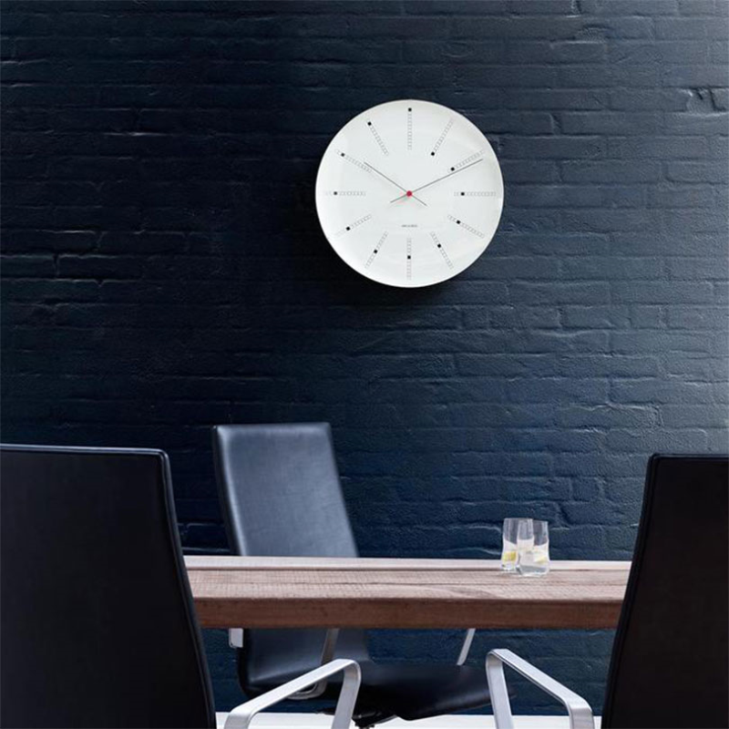 Bankers Wall Clock, D29cm, White/Black/Red-1