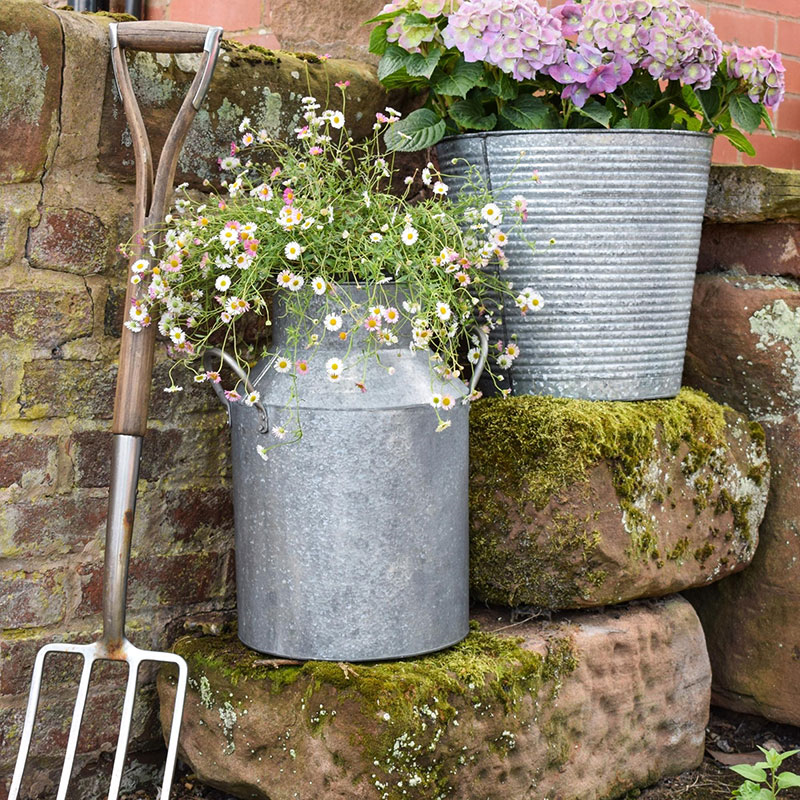 Galvanised Milk Churn, H43cm x D33cm, Silver-0