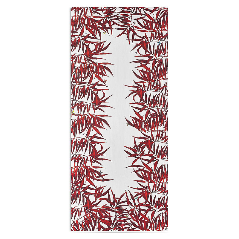 Les Palmiers Leaf Tablecloth, 300cm x 165cm, Red-0