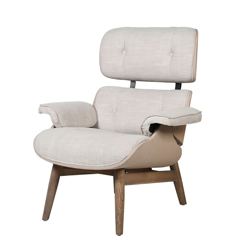 Woven Recliner Chair with Footstool, Cream-1