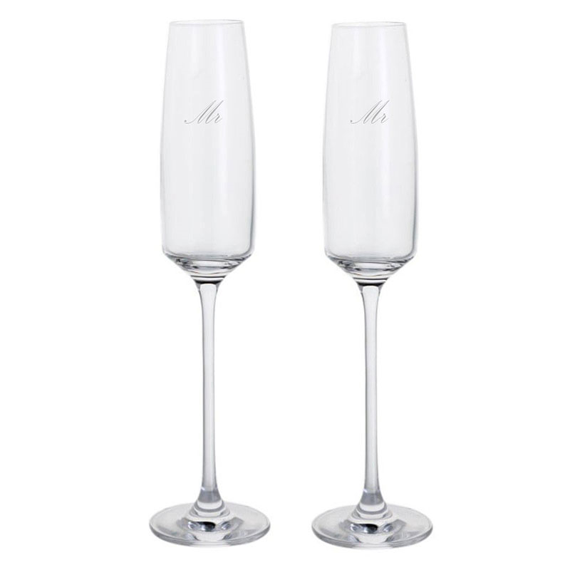 Mr & Mr Elevate Set of Two Flutes, 170ml, Clear-0