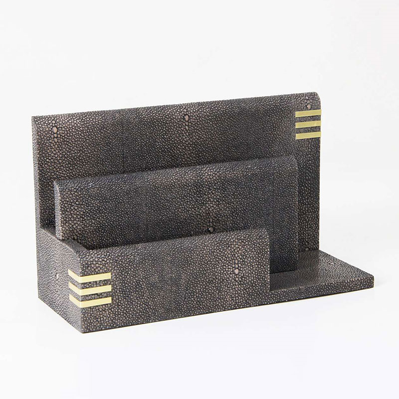 Holmes Letter Rack, 26 x 10 x 15cm, Seal Brown Shagreen-3