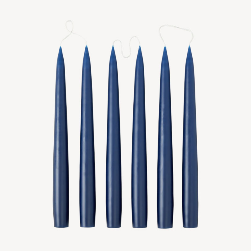 Set of 6 Tapered Dinner Candles, H25cm, Navy Blue-0