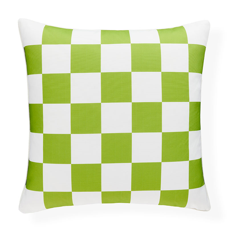 Checkerboard Outdoor Cushion, 51 x 51cm, Blue/Green-1