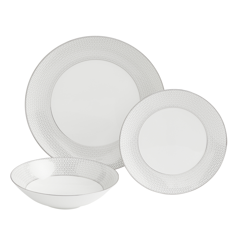 Gio Platinum 12 Piece Dinnerware Set, Platinum-0