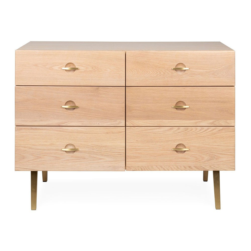 Crawford 6 Drawer Chest, H72 x W100cm, Light Oak-0