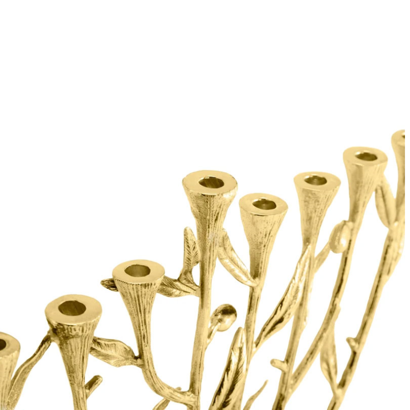 Olive Branch Menorah, 29cm, Gold/Silver-2