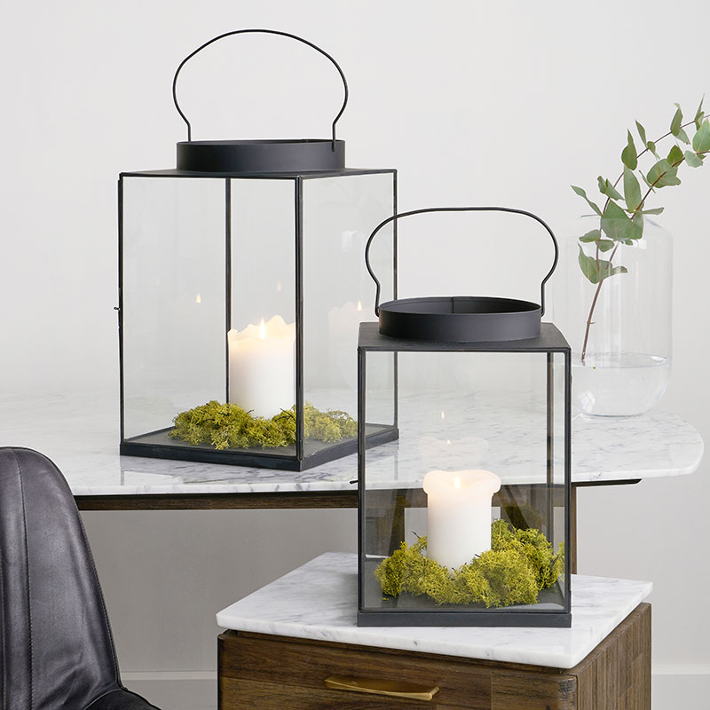 Metal Lantern, H26cm, Black-0