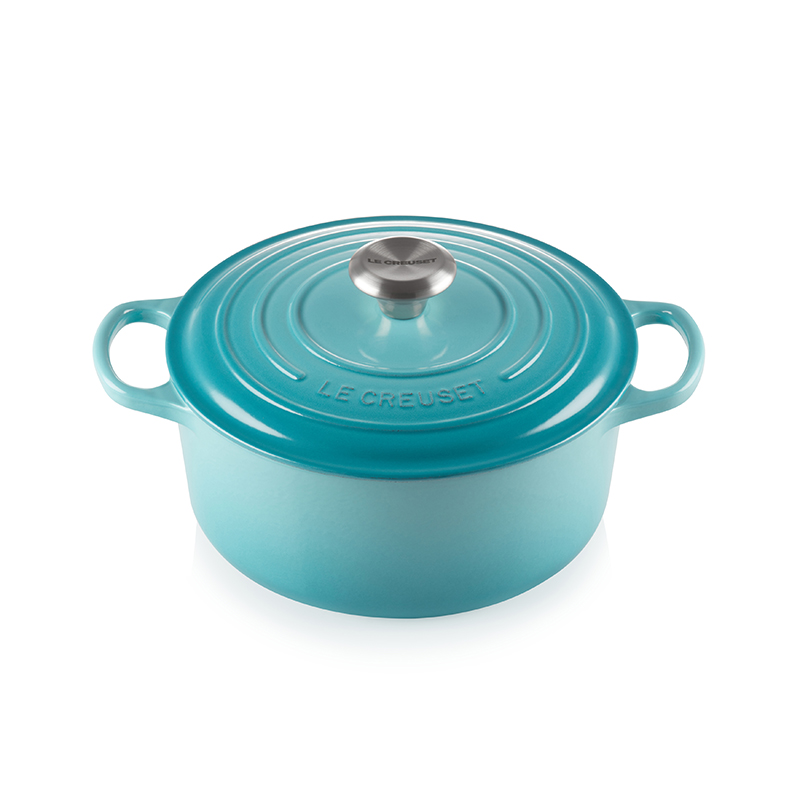 Signature Cast Iron Round casserole, 26cm - 5.3 litre, Teal-0