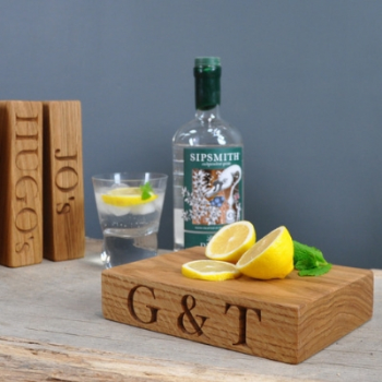 Engraved Chopping Board, 'G&T', Oak, Mini, 20 x 15cm-0