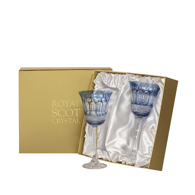 Belgravia Set of 2 Wine Glasses, 250ml, Blue-1