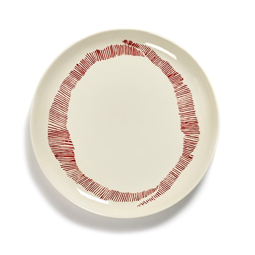 Ottolenghi Set of 2 medium plates, D23, White And Red-0