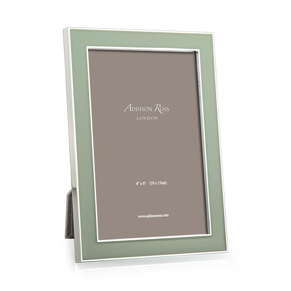 Enamel Photograph frame, 5 x 7" with 15mm border, sage with silver plate-0