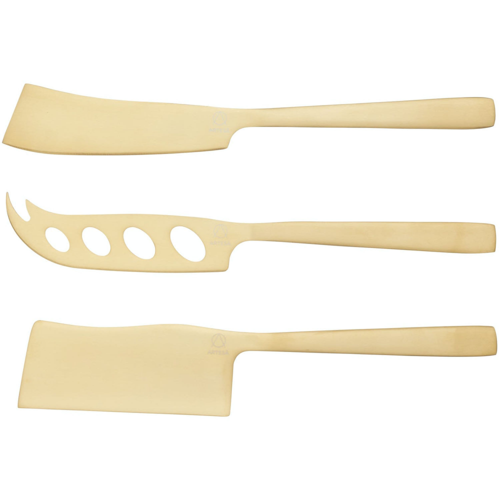 Set of 3 cheese knife set, Brass-0