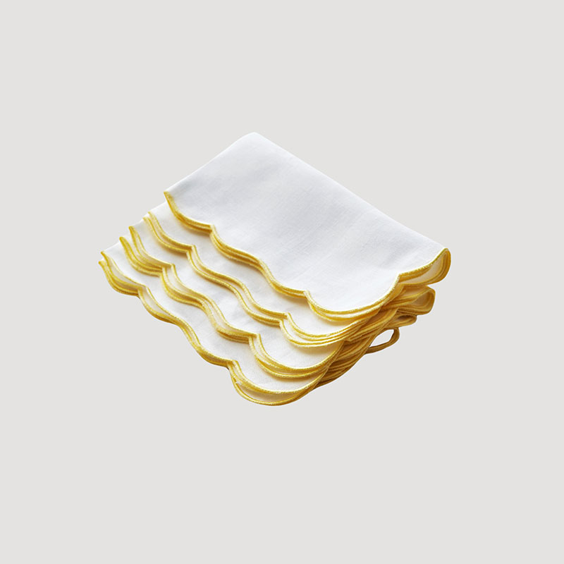 Scallop Set of 4 Napkins, L40 x W40cm, Yellow-0