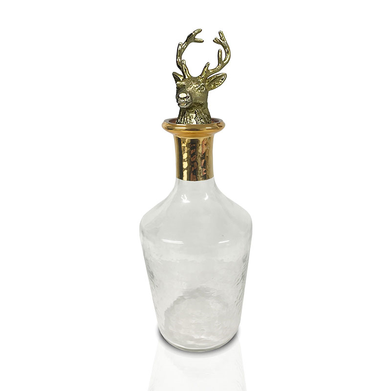 Stag Decanter with Stopper, D12.5 x H21cm, Gold-1