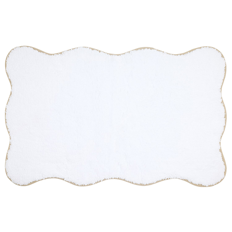 Scalloped Piped Bath Mat, 80 x 50cm, Taupe-0