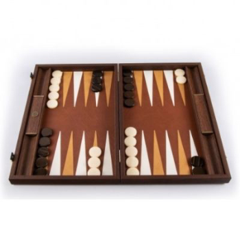 Backgammon Set, Knitted Brown Leather-0