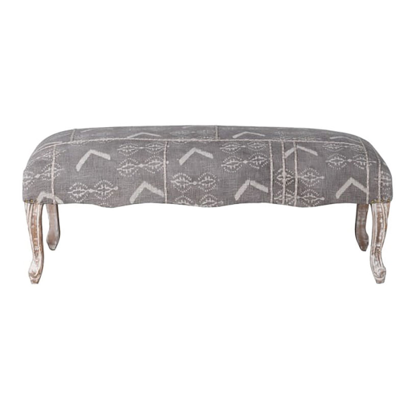 Zuri Patterned Carved Bench, Grey-0