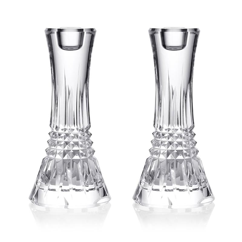 Lismore Diamond Set of 2 Candlesticks, 18cm, Clear-0