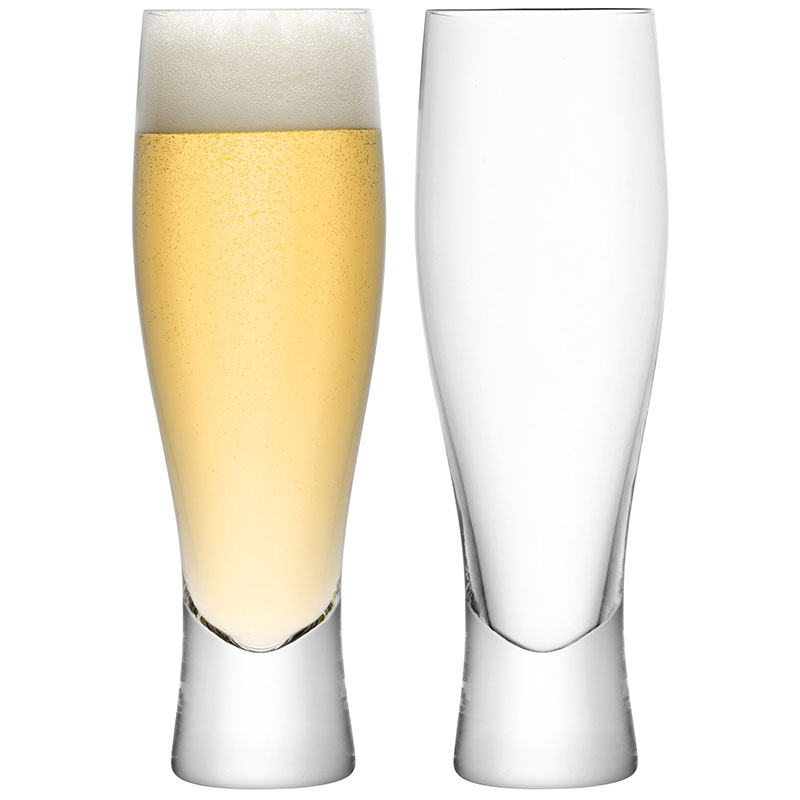 Bar Beer/Lager Glasses Set of 2, 400ml, Clear-0