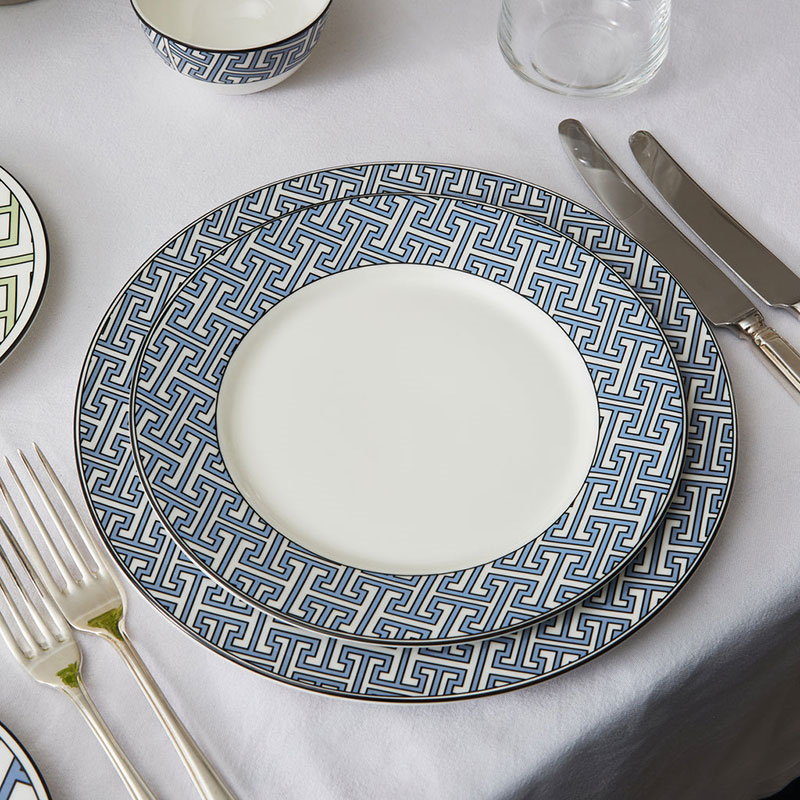 Maze Set of 2 Dinner Plate, D26cm, Cornflower Blue-1