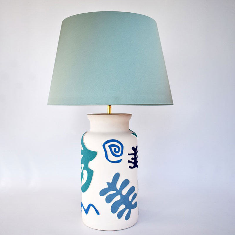 Can Can Table Lamp, H36cm, Blue-0