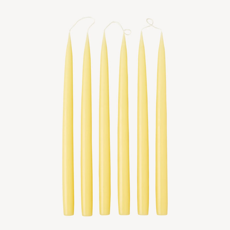 Set of 6 Tapered Dinner Candles, H35cm, Pale Yellow-0