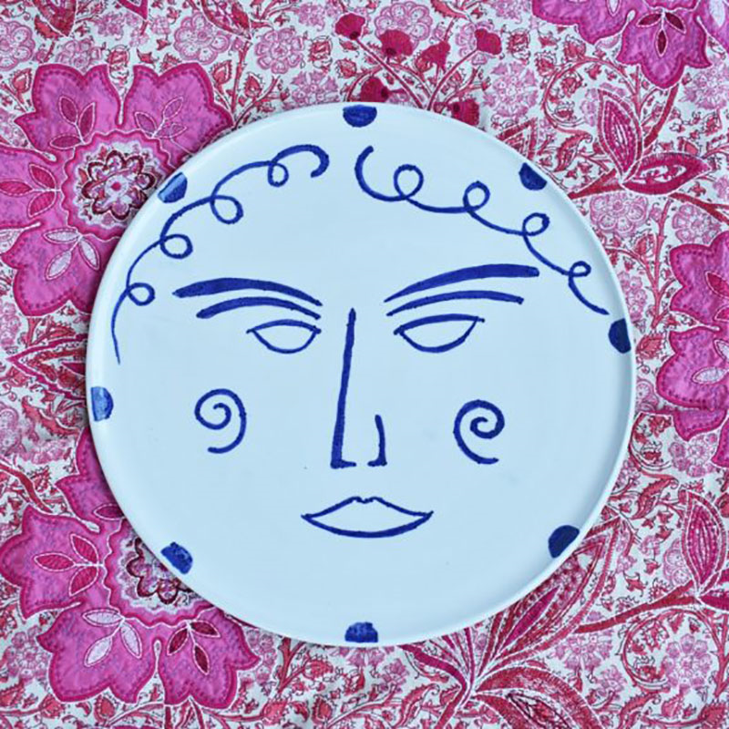 Valentine Wall Plate, D36cm, Blue & White-4