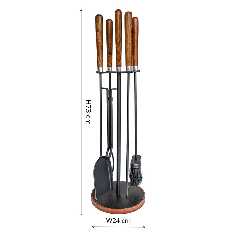 Companion Round Fireside Set, H73cm, Black-6