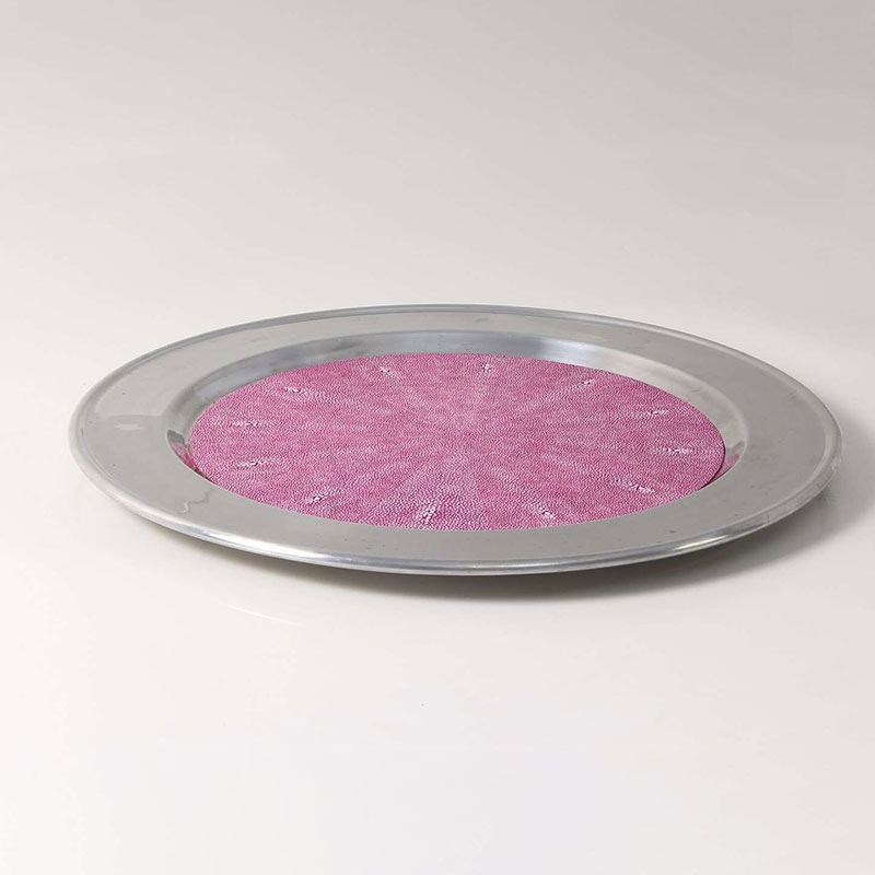 Duchess Serving Tray, D53cm, Pink Shagreen-2