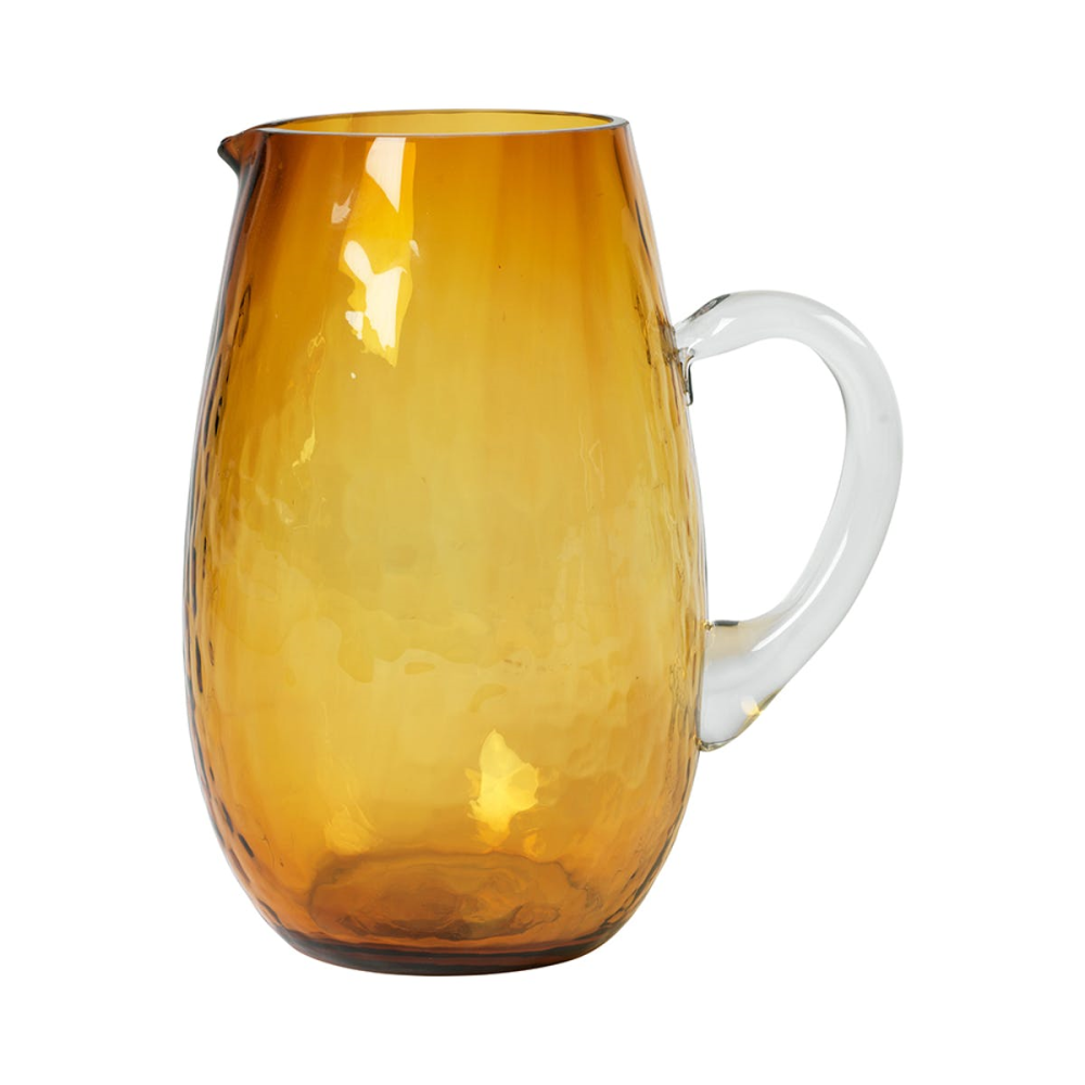 Hammered Mouth Blown Jug, H22cm, Amber-0