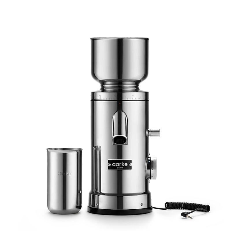 Flat Burr Coffee Grinder, 27cm, Stainless Steel-1