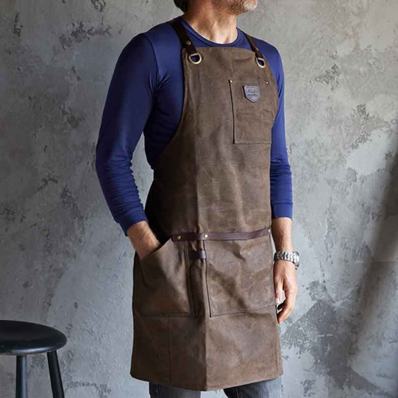 Waxed Canvas Apron, Tobacco Brown-0