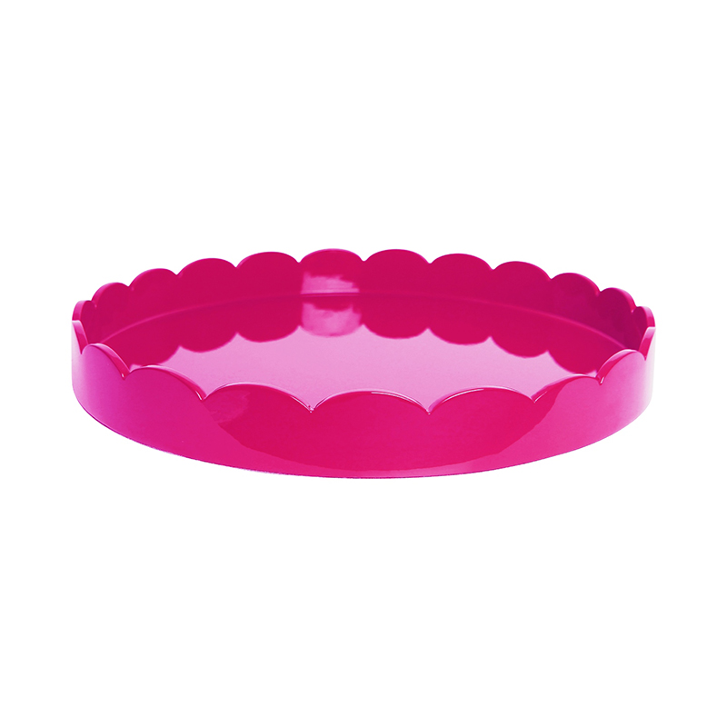 Lacquered Scallop Round Tray D40cm, Watermelon-1