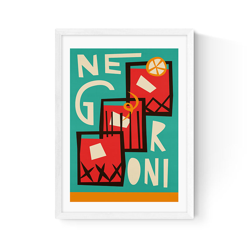 Fox and Velvet Negroni Art Print, H45 x W32cm, Multi-0