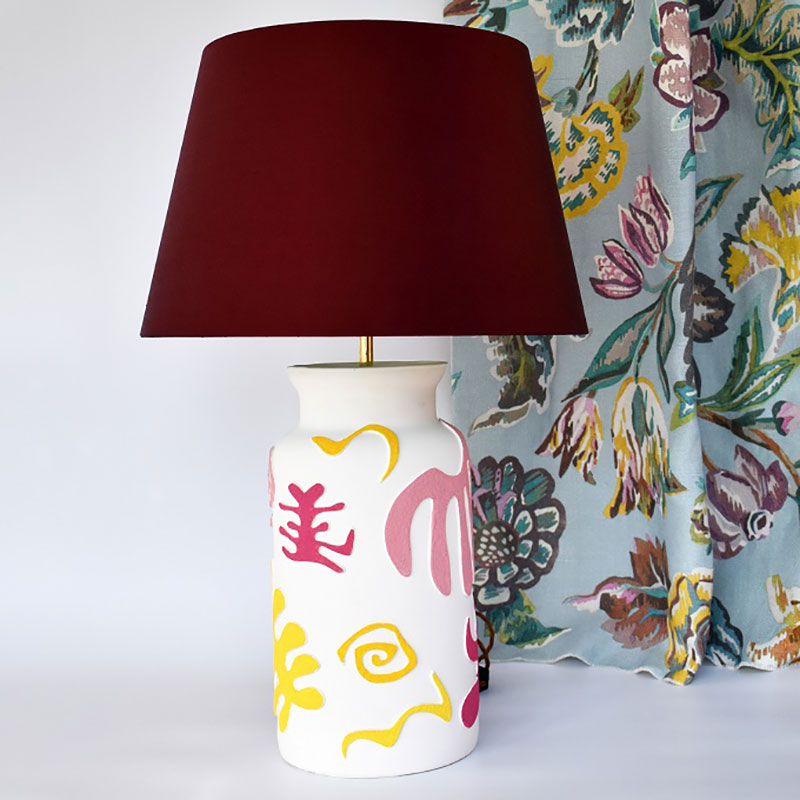 Can Can Table Lamp, H36cm, Pink & Yellow-1