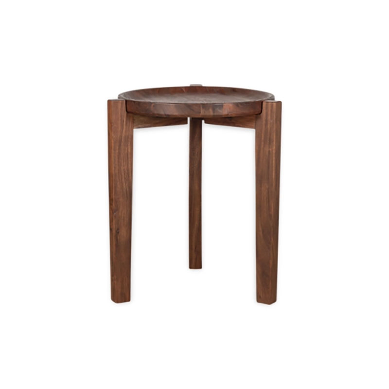 Umar Acacia Side Table, Dark Brown-3