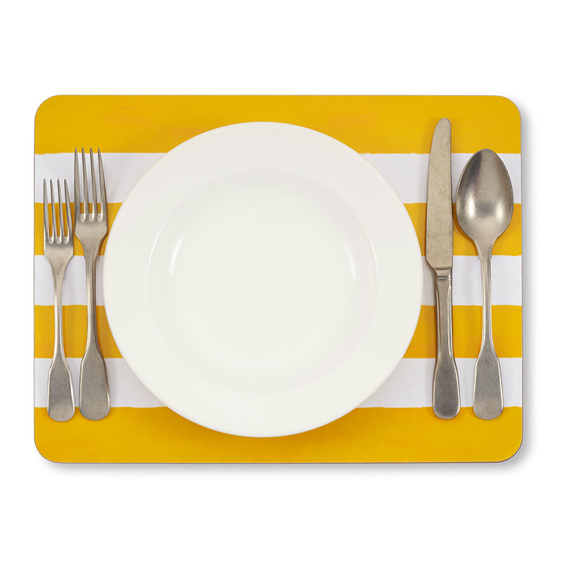 Stripe Rectangle Placemat, 38 x 29 cm, Lemon Yellow-1