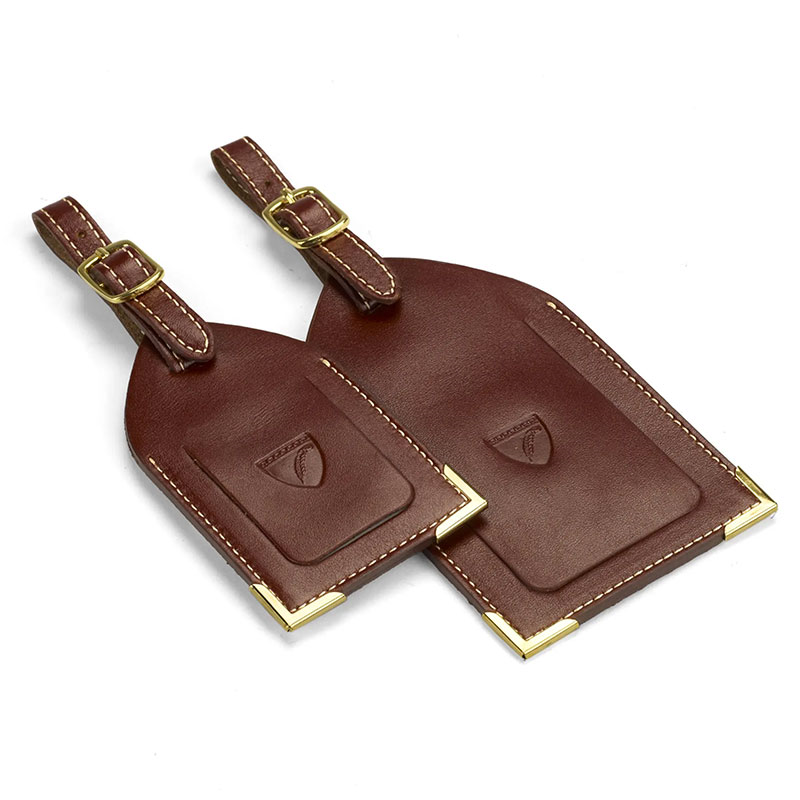 Set of 2 Luggage Tags, Smooth Cognac-0