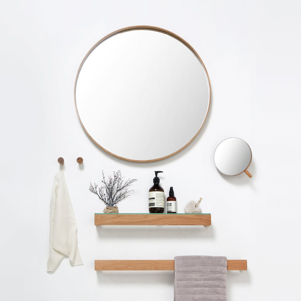 Glance -660 Round wall mirror, Dia66cm, Natural Oak-0