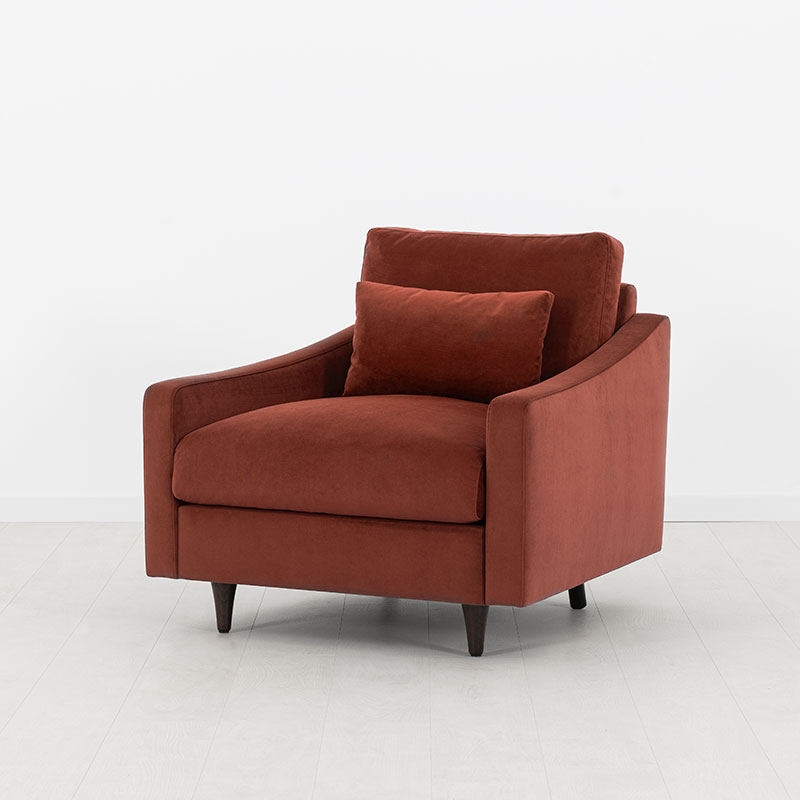 Model 07 Velvet Armchair, Brick-1