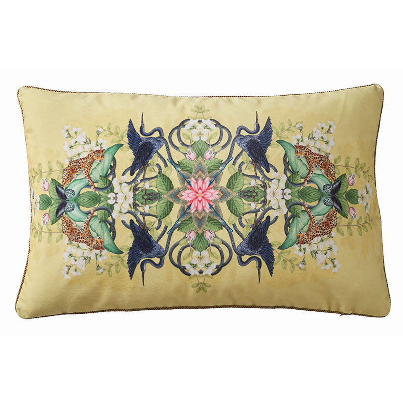 Wonderlust Tea Story Cushion, 35 x 55cm, Citron-0