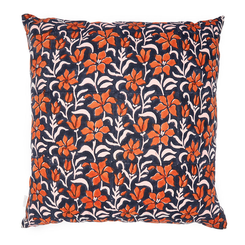 Sahana Reversible Cushion, 59cm x 59cm, Navy / Pale Pink-2