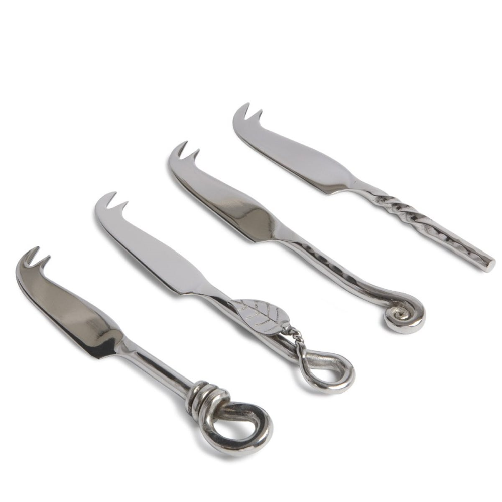 Mixed Designs Set of 4 mini cheese knives, 11cm, Stainless Steel-0