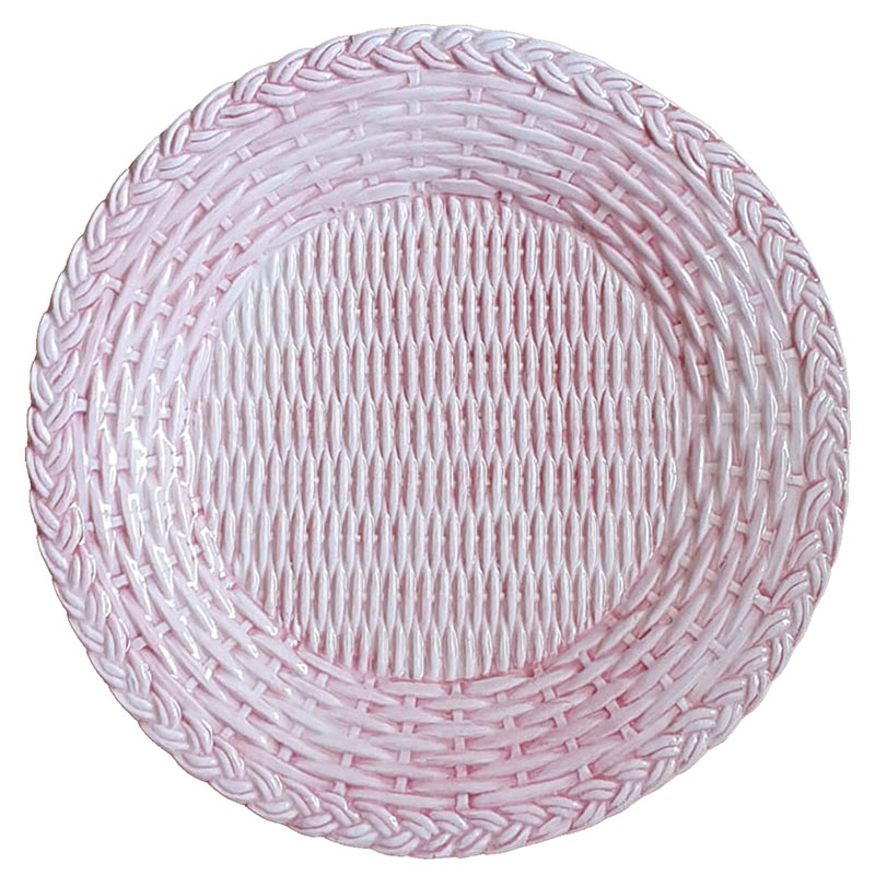 Wicker Charger Plate, D28cm, Pink-0