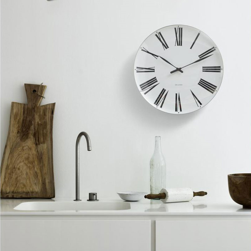 Roman Wall Clock, D21cm, White/Black-0