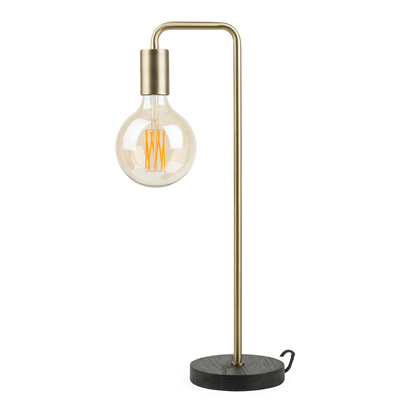 Junction Table Lamp, H55cm, Brass & Walnut-0