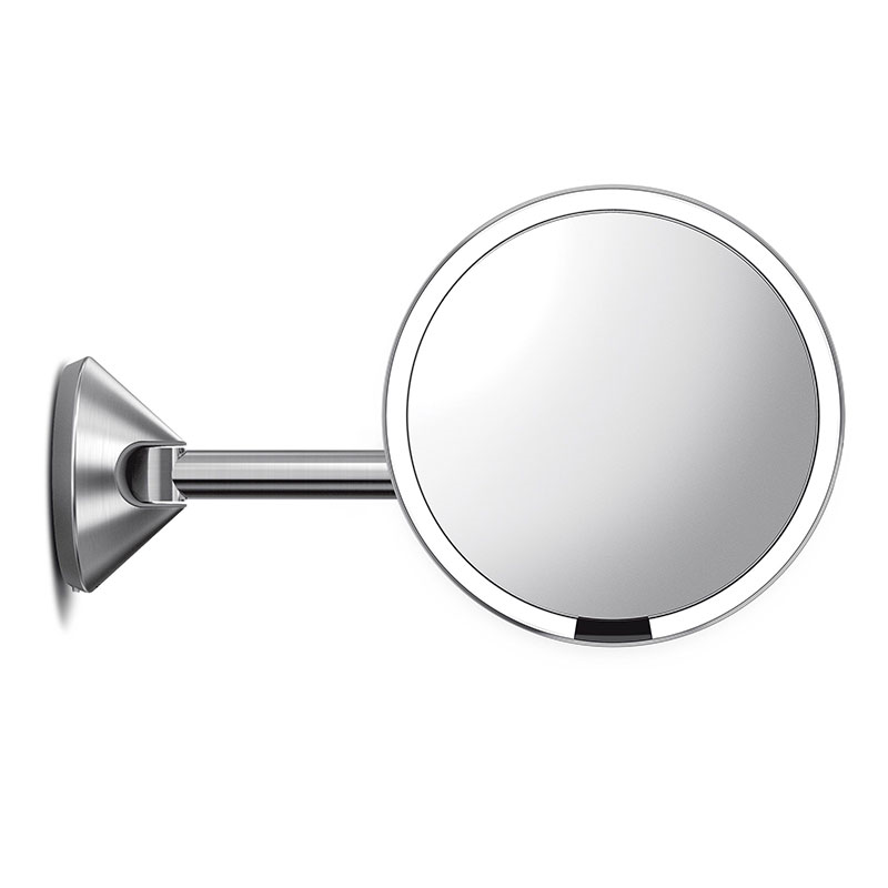 Wall Mount Sensor Mirror, D20cm, Brushed Steel-2