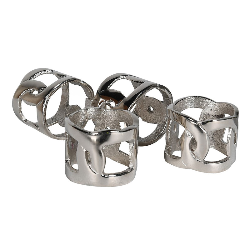 Link Set of 4 Napkin Rings, D4cm, Silver-0